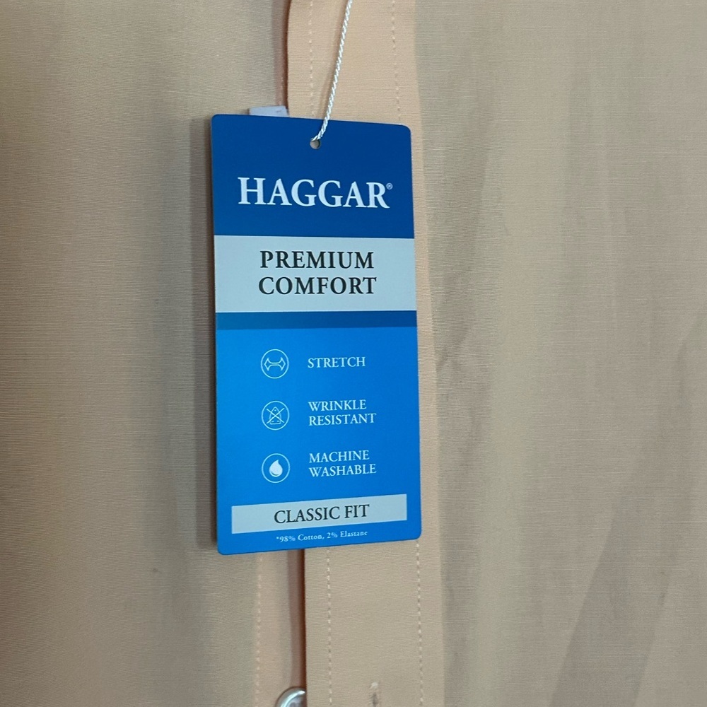 Men's Haggar® Premium Comfort Classic Fit Peach Dress Shirt - Picture 3 of 9